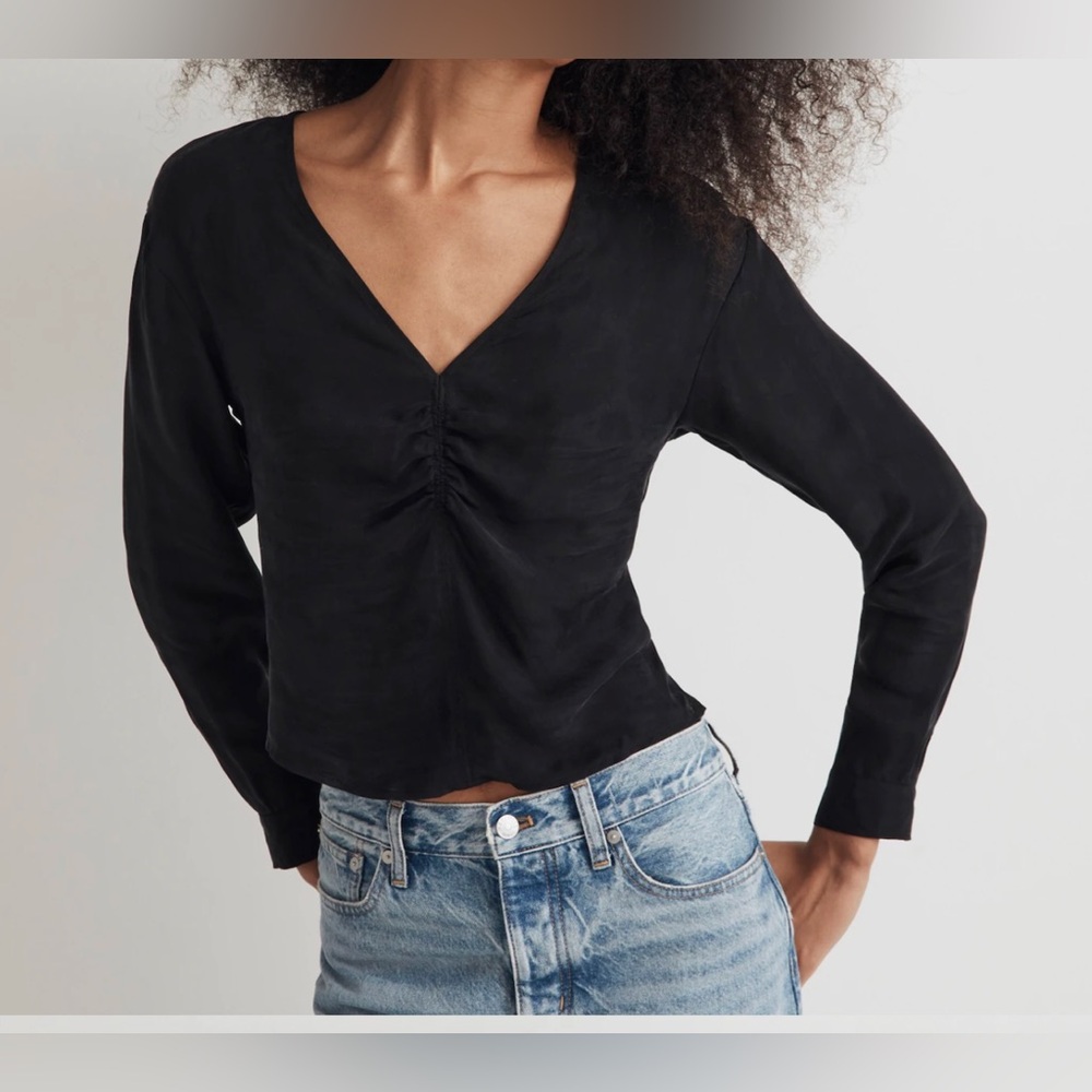 Madewell Brushed Ruched-Front Top